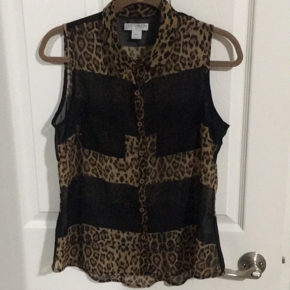 Sheer button up leopard print blouse